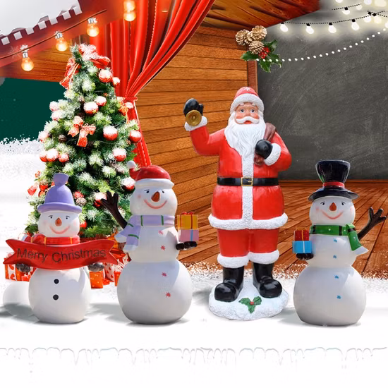 Wholesale Outdoor Christmas Decoration Fiberglass Santa Claus Snowman Figures with Cheap Price